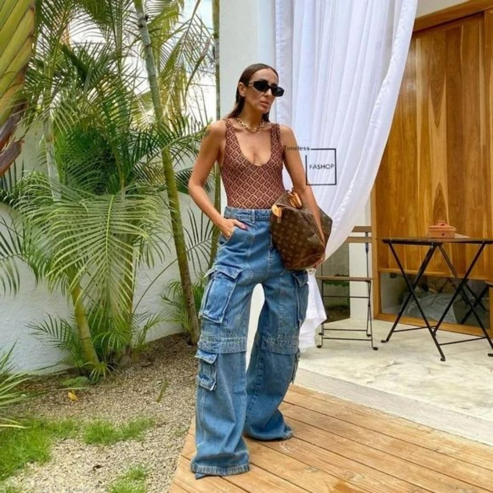 RARE ZARA HIGH-WAISTED ZW CARGO JEANS BLOGGER’s FAVORITE NWT